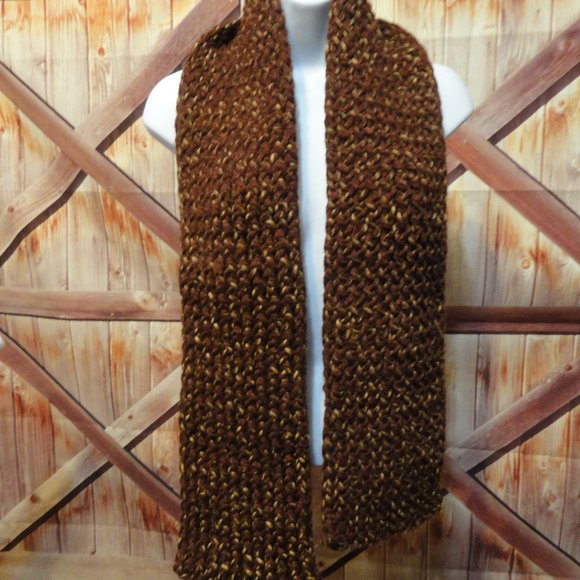 Hand made Loom Knit Colorful Brown Scarf~6"x56"~Fashionable~Winter We… - Picture 2 of 4